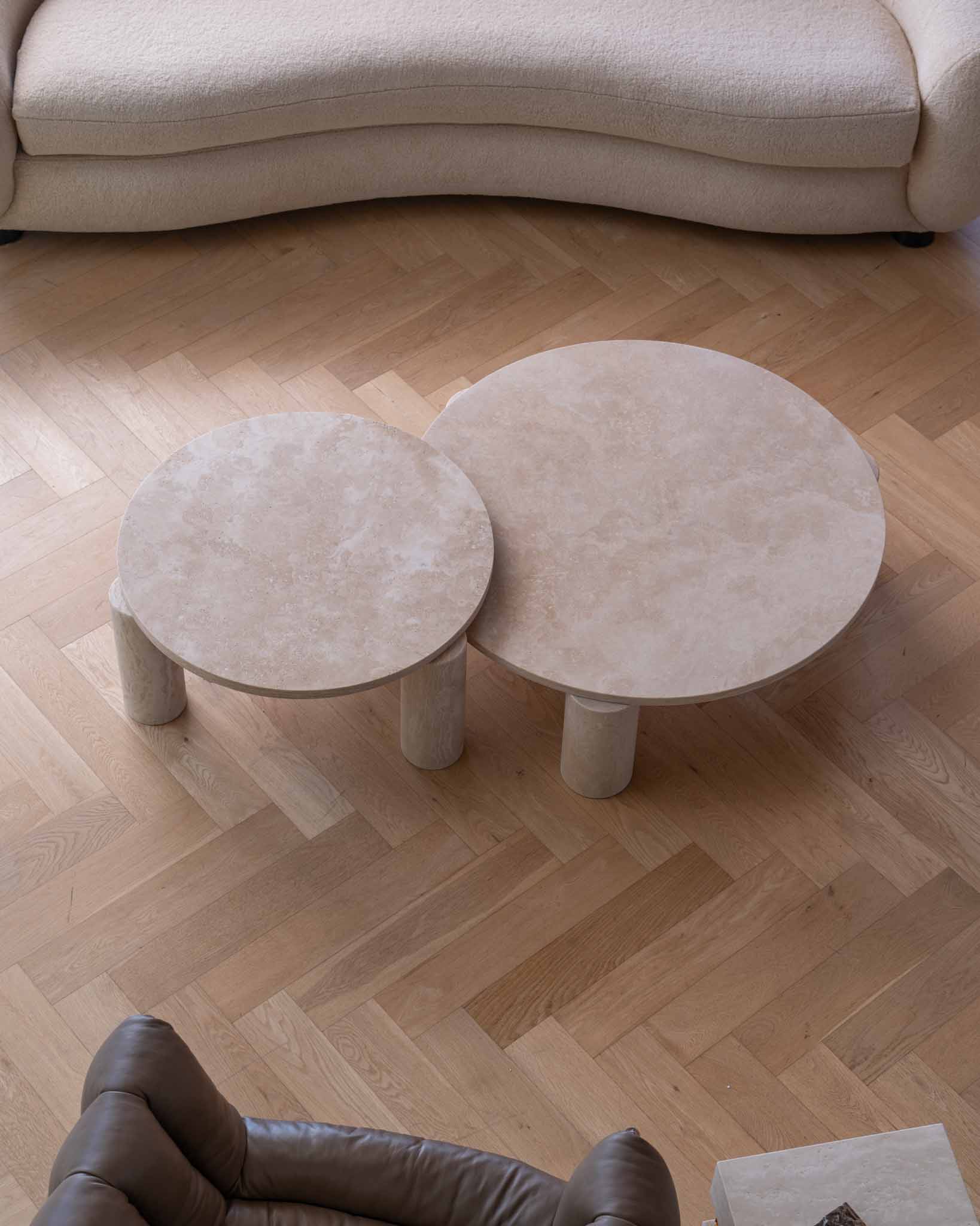 Small Bombola Round Cream Travertine