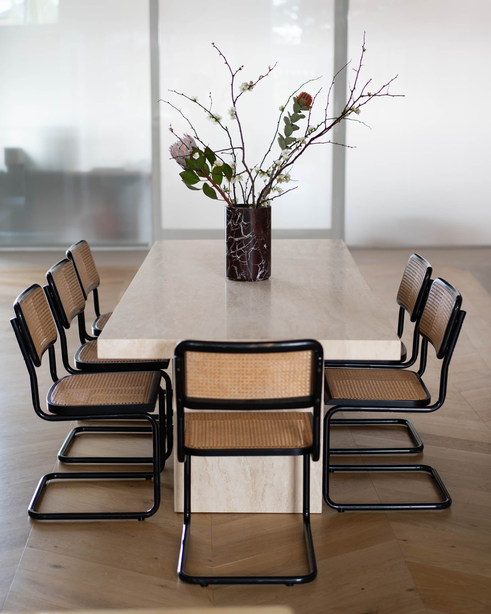 Classic Cream Travertine Dining Table - Fleur Studios