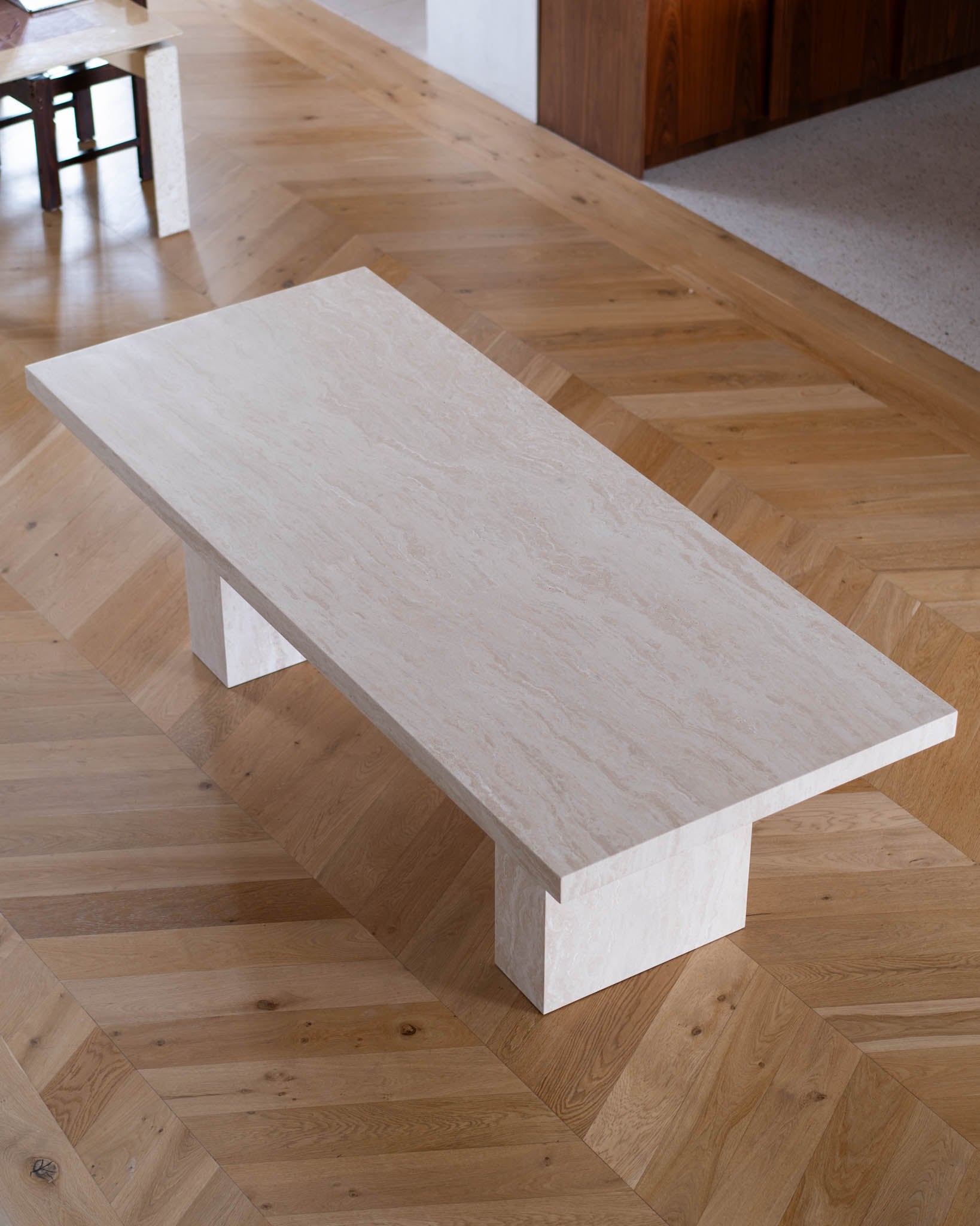 Classic Cream Travertine Dining Table 2.2m