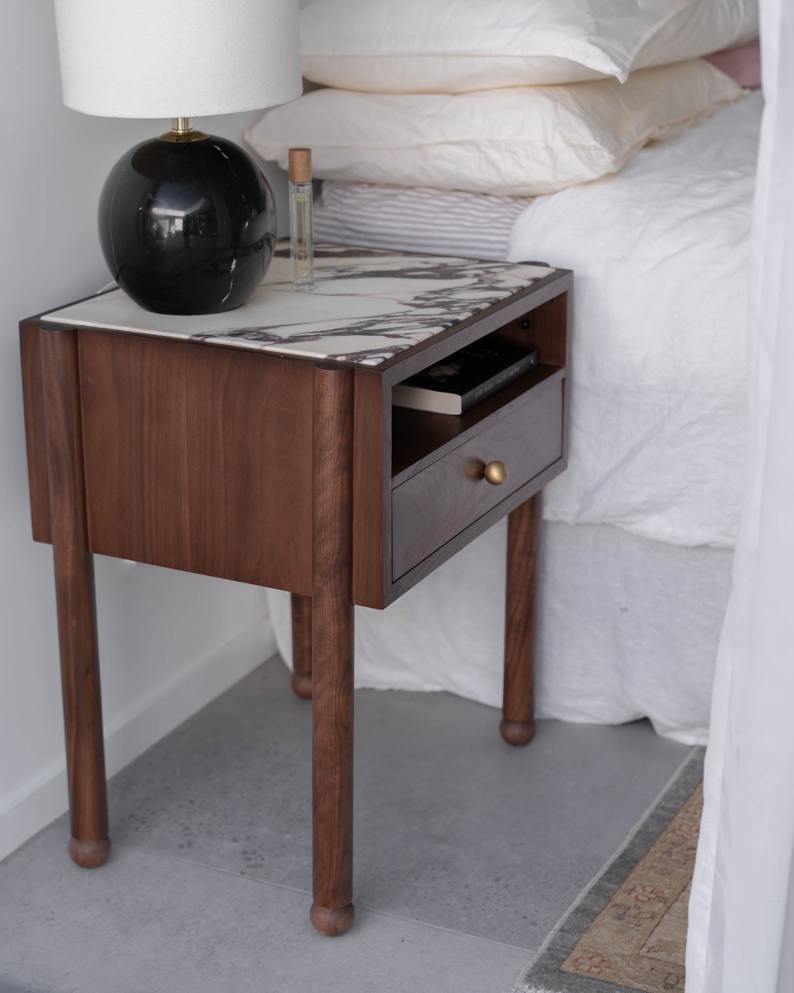 Naomi Walnut Viola Bedside - Fleur Studios