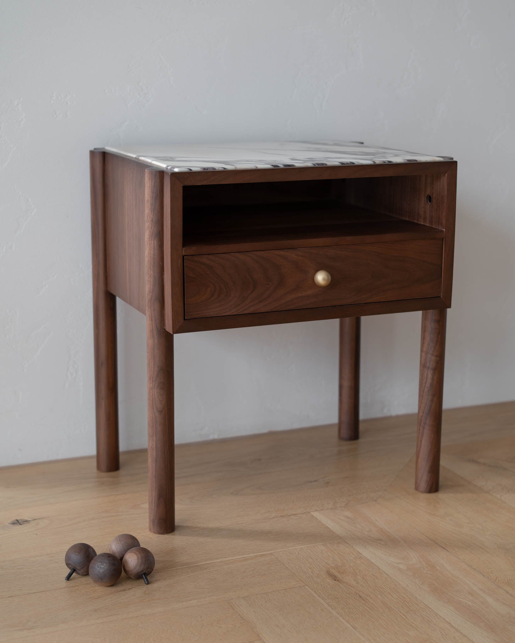 Naomi Walnut Viola Bedside - Fleur Studios