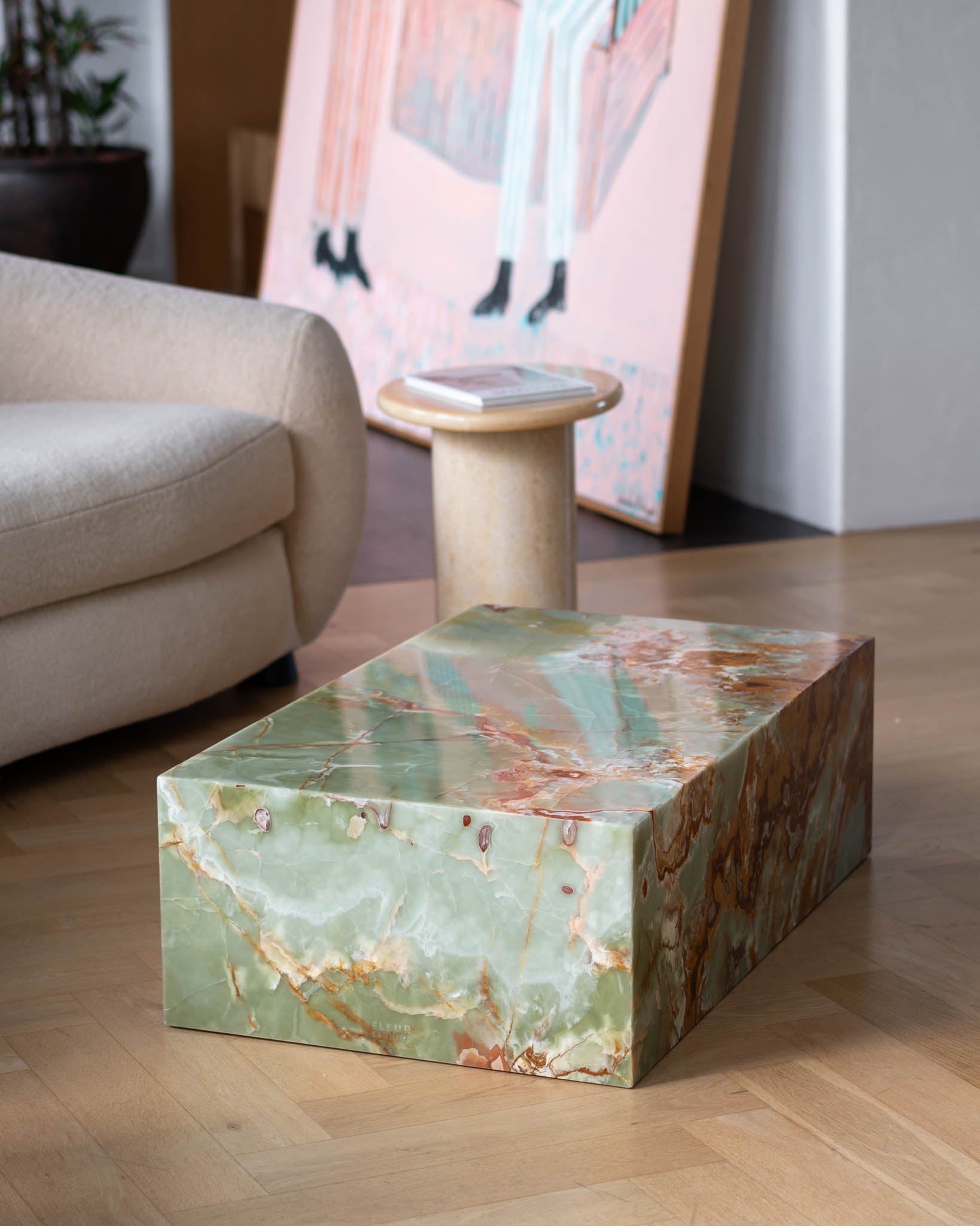 Plinth Coffee Table Green Onyx - Fleur Studios