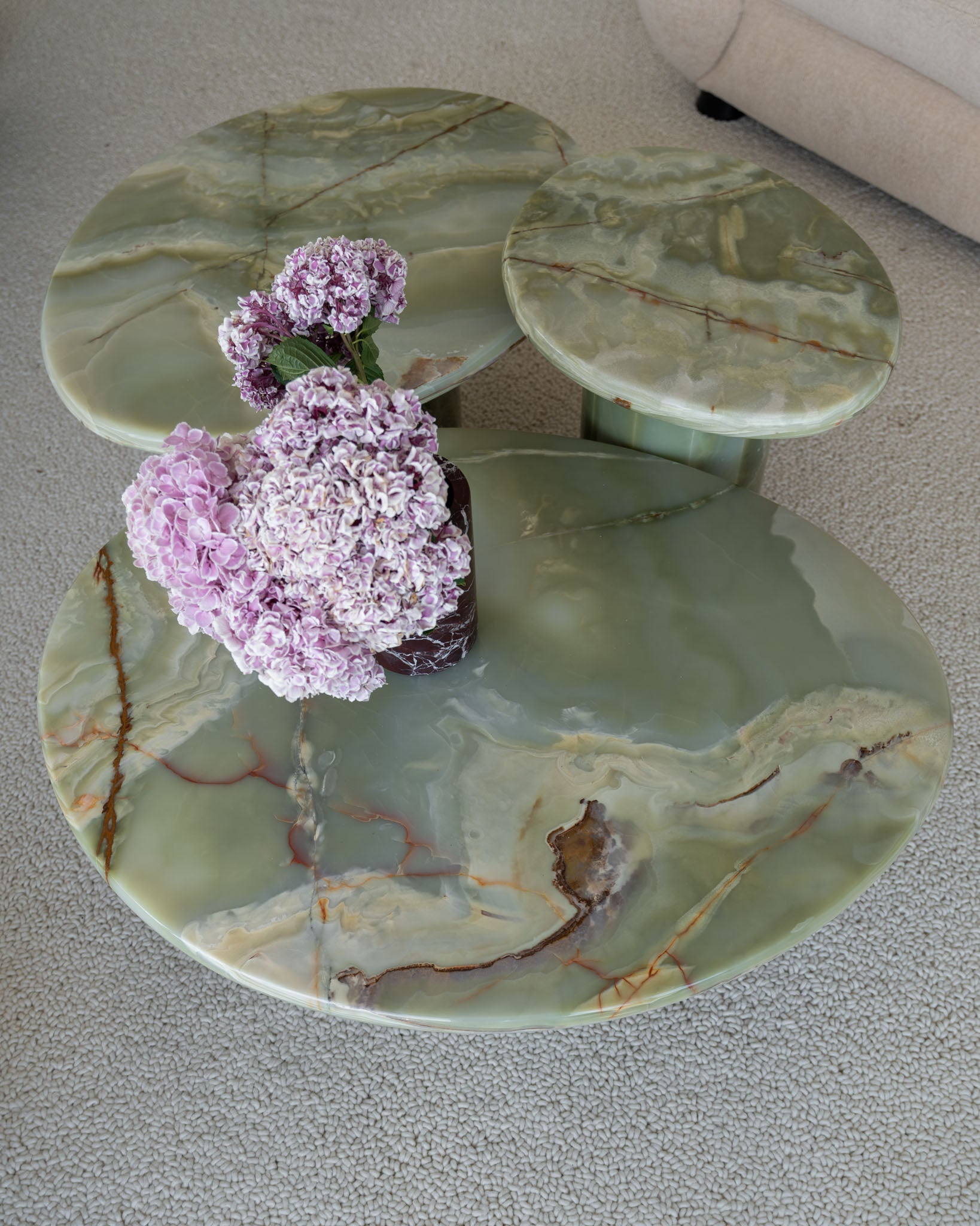 Wabi Green Onyx Coffee Table Pair