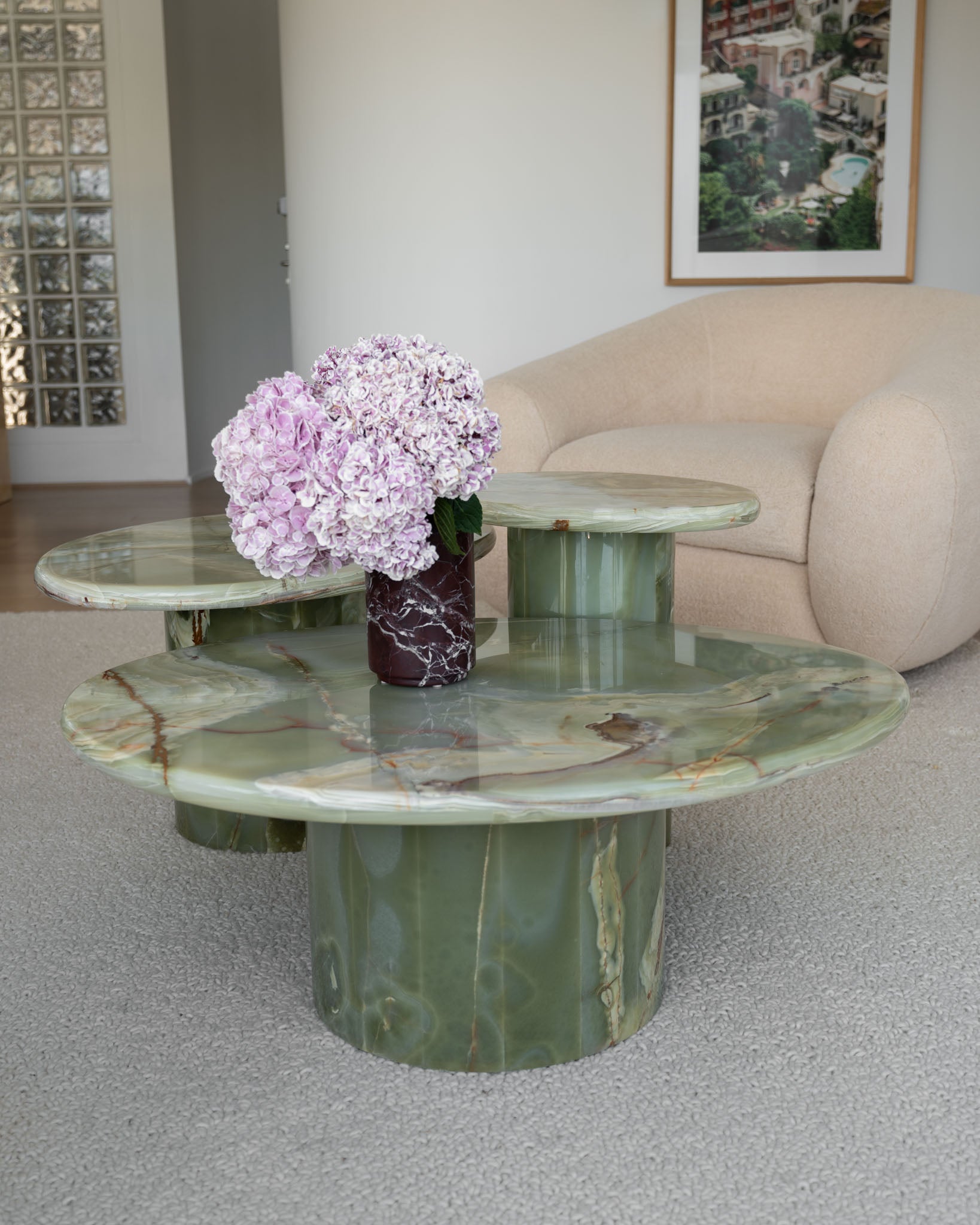 Wabi Green Onyx Coffee Table Pair