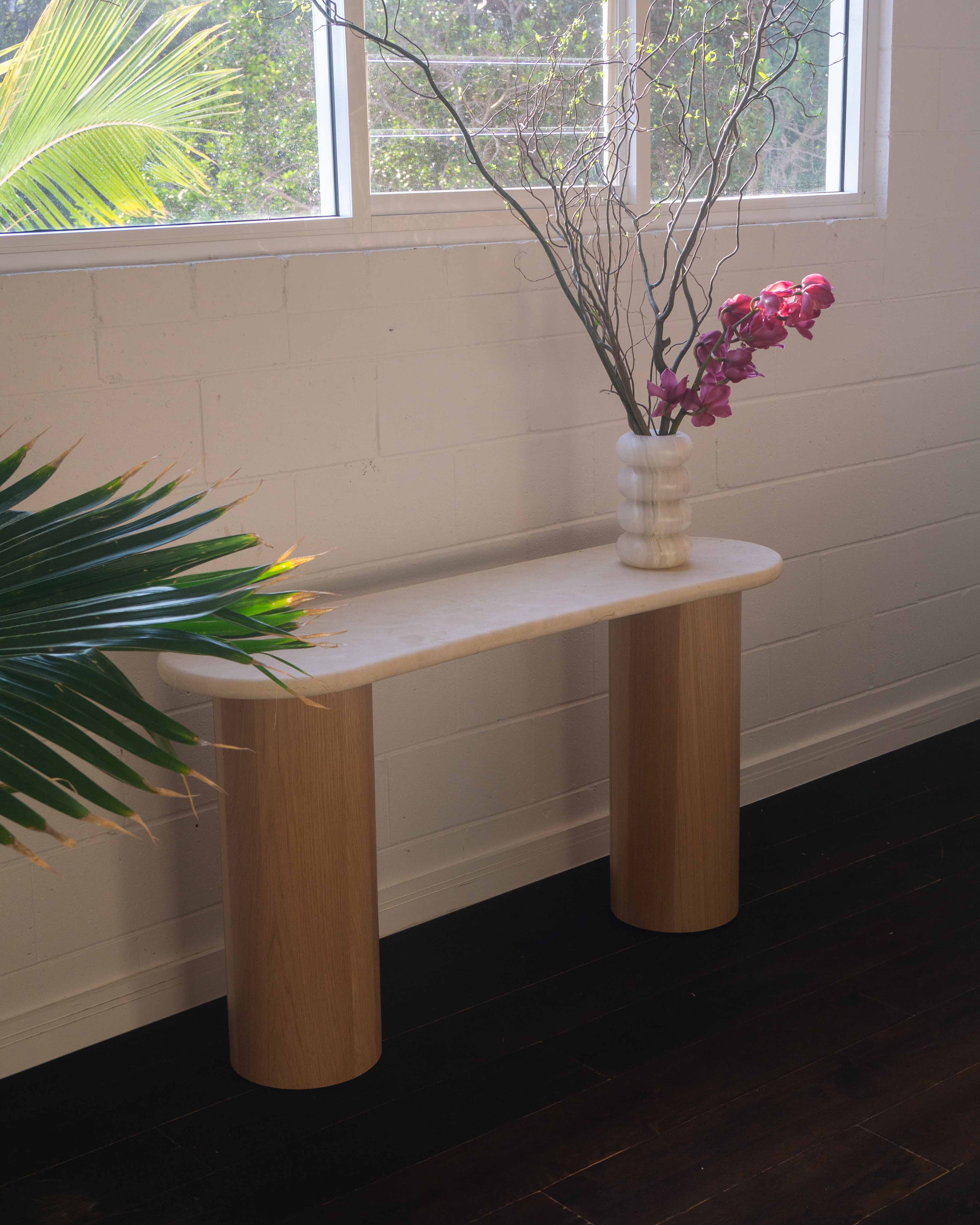 Cream wood deals console table