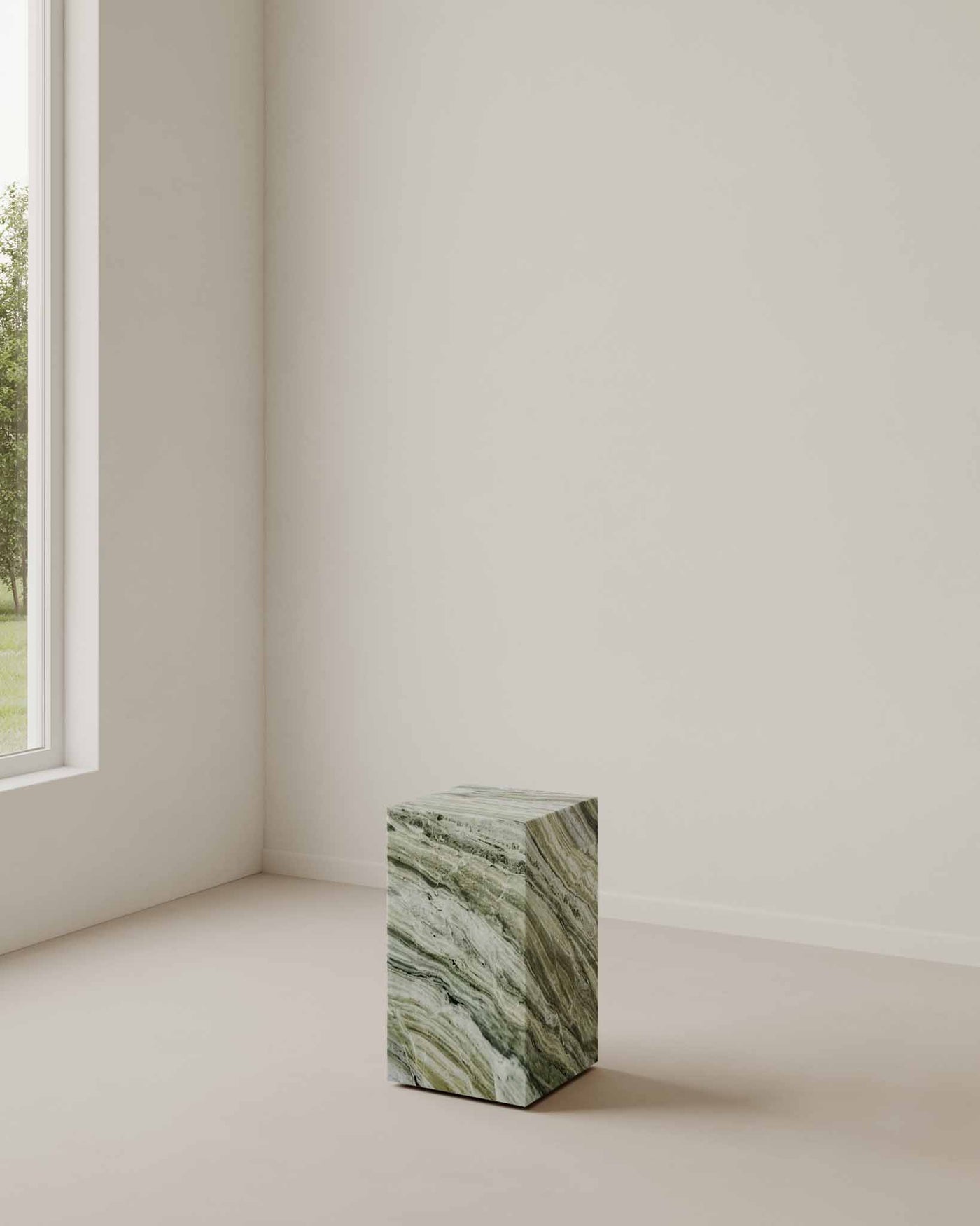 Plinth Small Side Table Jade Green Marble | Fleur Studios