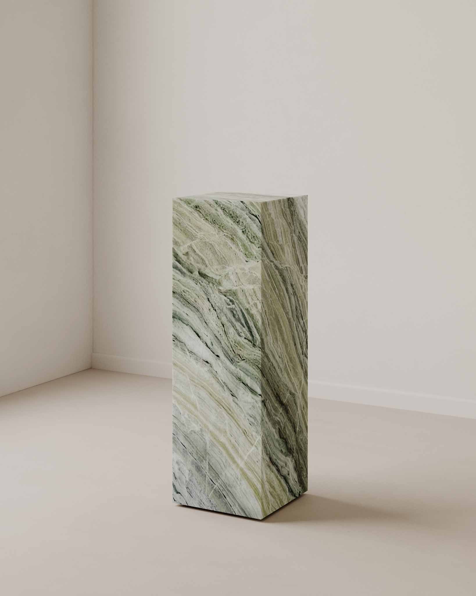 Plinth Tall Side Table Jade Green Marble | Fleur Studios