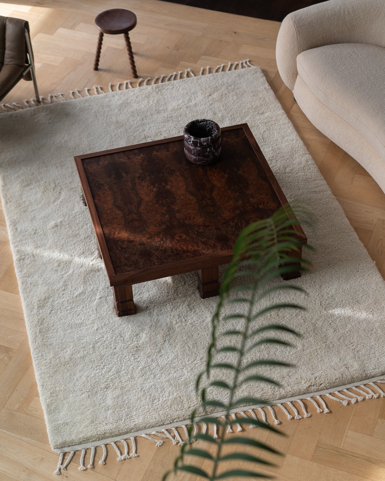 Maya Walnut Burl Square Coffee Table