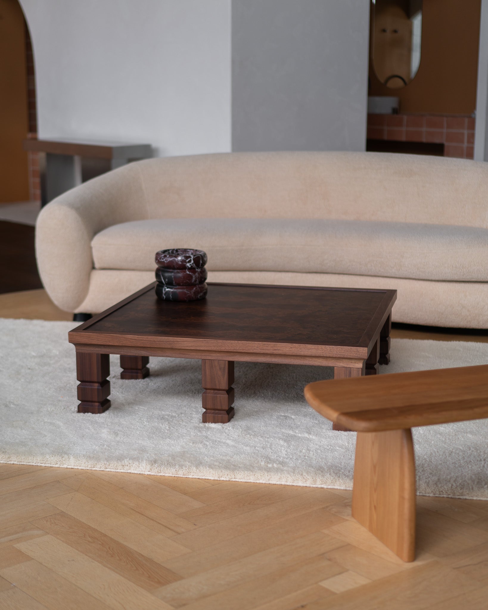 Maya Walnut Burl Square Coffee Table