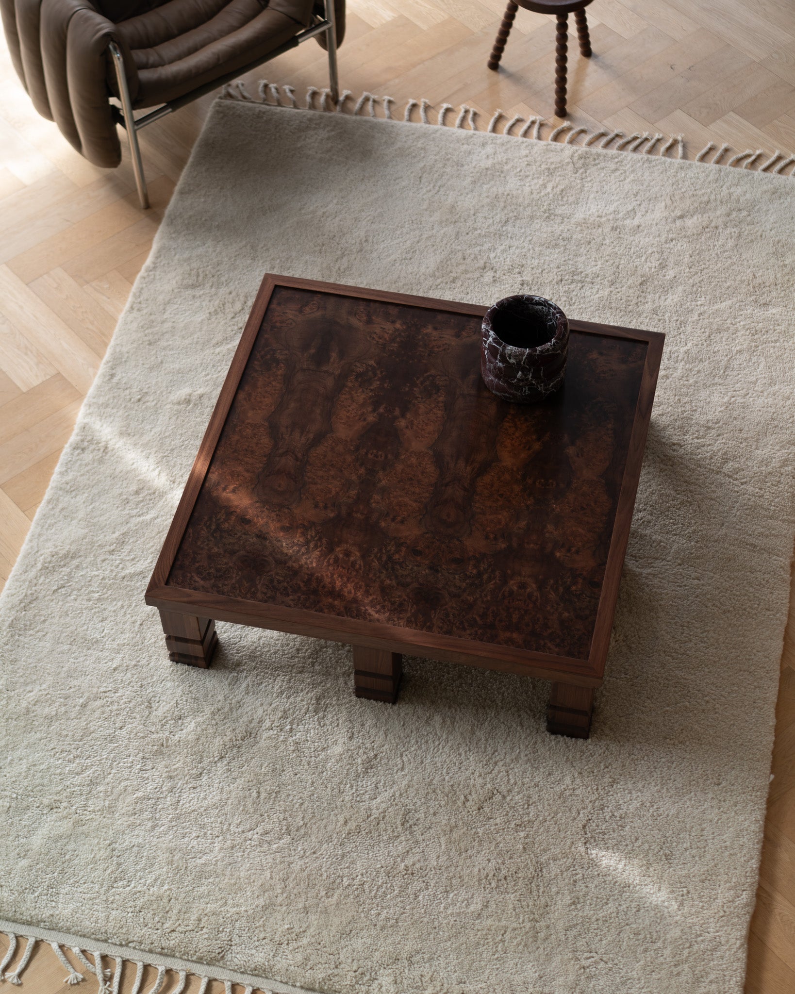 Maya Walnut Burl Square Coffee Table