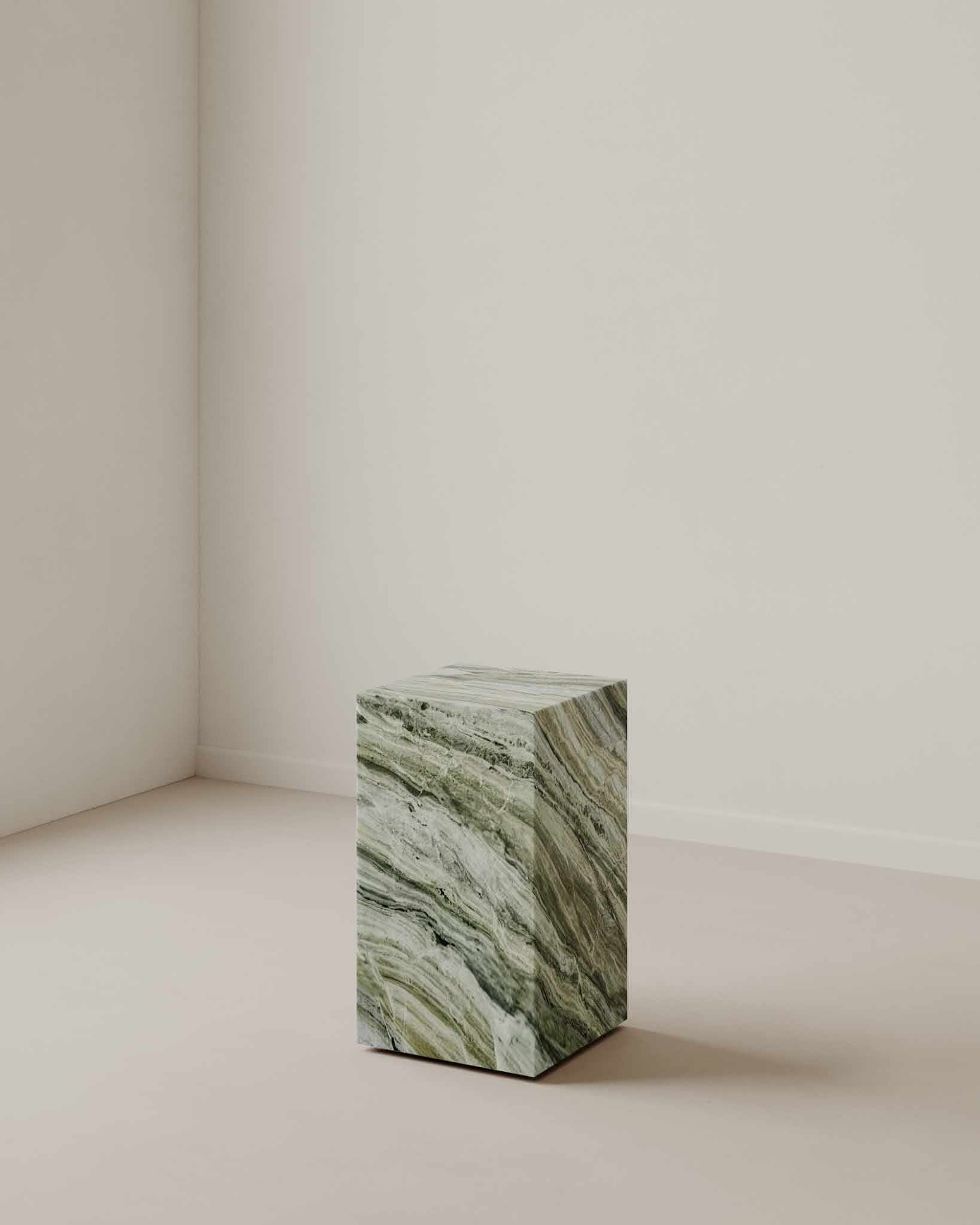 Plinth Small Side Table Jade Green Marble | Fleur Studios